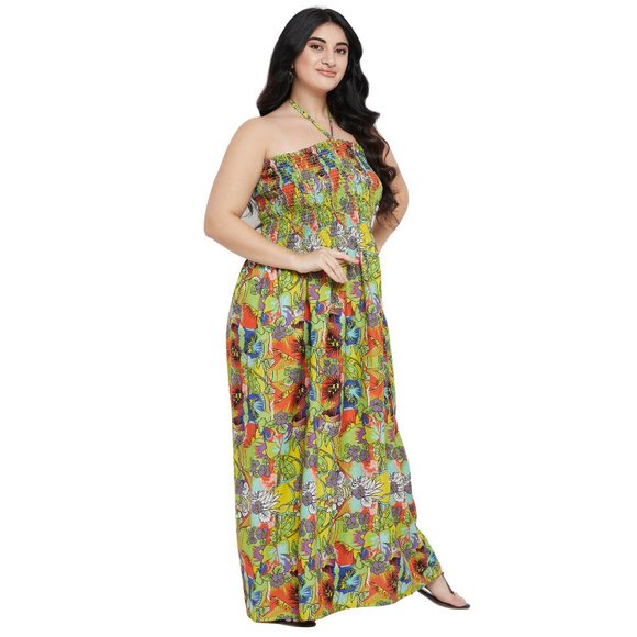 Floral Print Multicolor Polyester Tube Dress for Women - Picture 4 of 7